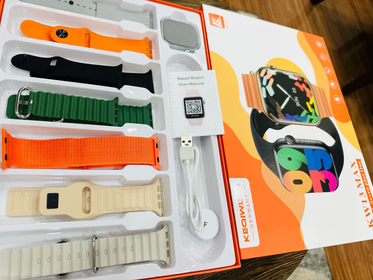 KW 13 MAX Watch with 7 Straps – All-in-One Smartwatch with HD Display & Sports Modes