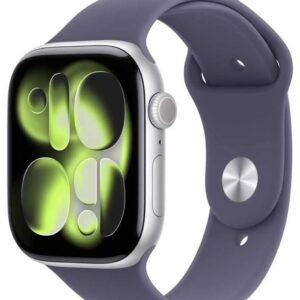 Apple Watch Series 11, GPS, 46mm, Silver Aluminum Case with Purple Fog Sport Band, M/L