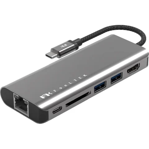 FeelTek Multi-port Station 6 Port (2X USB-A/USB-C/RJ-45/HDMI/SD)