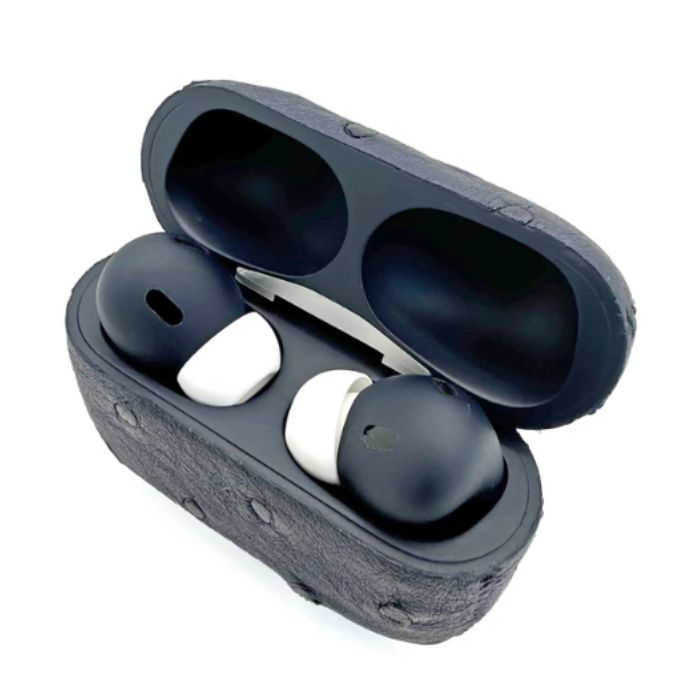 Customized Apple AirPods Pro 3 Leather Ostrich Navy — view 4