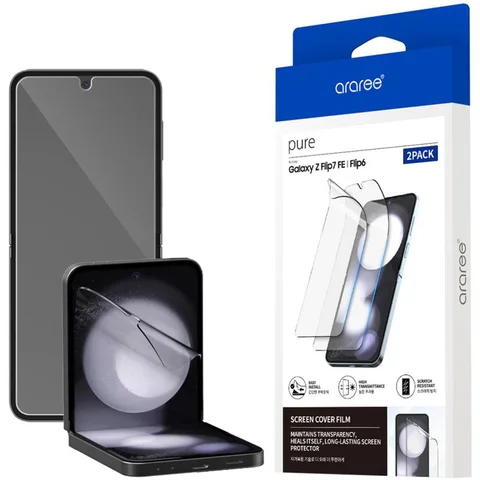 Araree Pure Front and Back Protection Film (2 Pack) Smartphone Screen Protector for Samsung Galaxy Z Flip7 FE/Z Flip6