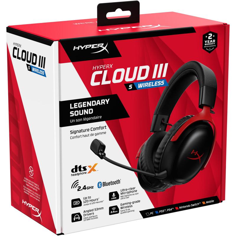HyperX Cloud III S Gaming Headset Bluetooth/Wireless Red/Black — view 6