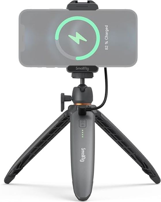 Smallrig Desktop Mini Tripod Phone Tripod Stand Holder with Wireless Charging & Smartphone Holder