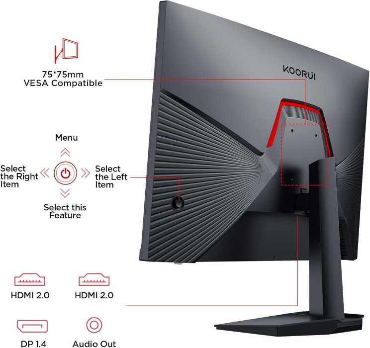 Koorui Gaming Monitor 25 inch VA, Full HD 1920 x 1080, 170Hz, HDMI, 1ms, FreeSync & G-Sync Compatible, DisplayPort, Black – 25E3A — view 2