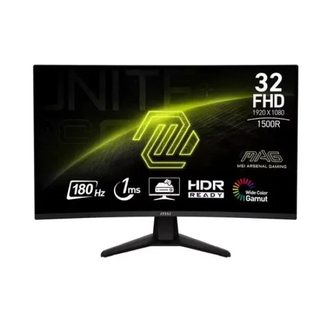 MSI Mag 32C6 32 Inch Full HD 1920 x 1080 Curved 180Hz 1ms, Anti-glare, HDMI, DP, Tilt, Adjustable, Gaming Monitor - Black - 9S6-3DD41M-009