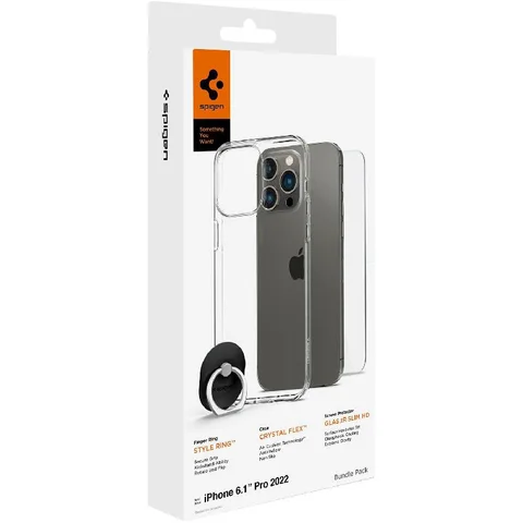 Spigen Crystal Flex Case + tR Slim HD Screen Protector + Style Ring Smartphone Case Bundle