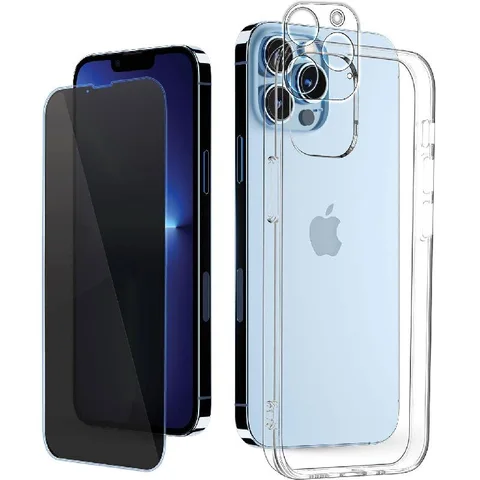 Xonda 3-in-1 Hard Case + Privacy Tempered Glass + Camera Lens Protector Smartphone Case Bundle