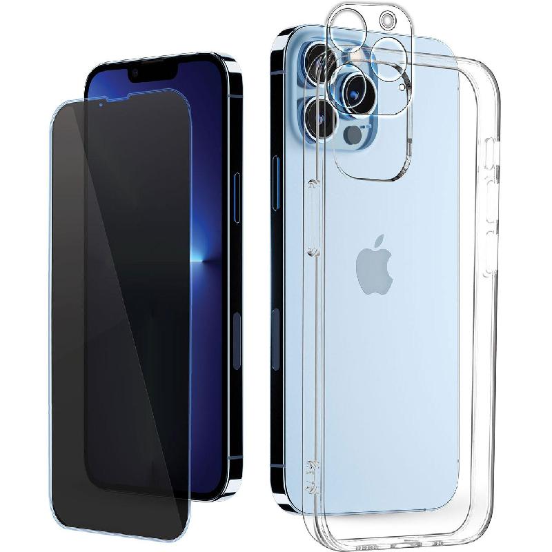 Xonda 3-in-1 Hard Case + Privacy Tempered Glass + Camera Lens Protector Smartphone Case Bundle