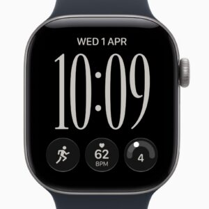 Apple Watch Series 12, GPS, 46mm, Space Gray Aluminum Case with Navy Blue Sport Band - S/M