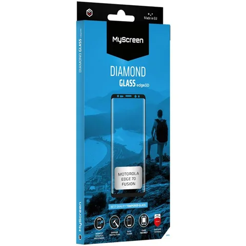 MyScreenPROTECTOR DIAMOND GLASS edge Lite Full Glue, Black Smartphone Screen Protector for Motorola edge 70 fusion