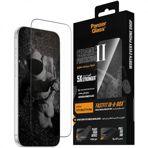 PanzerGlass Ultra-Wide Fit Tempered Glass, Ceramic II Smartphone Screen Protector for iPhone 18 Pro Max