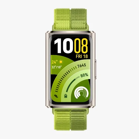 HUAWEI Band 11 Pro, Titanium Aluminum Alloy Case Nylon Strap- Green