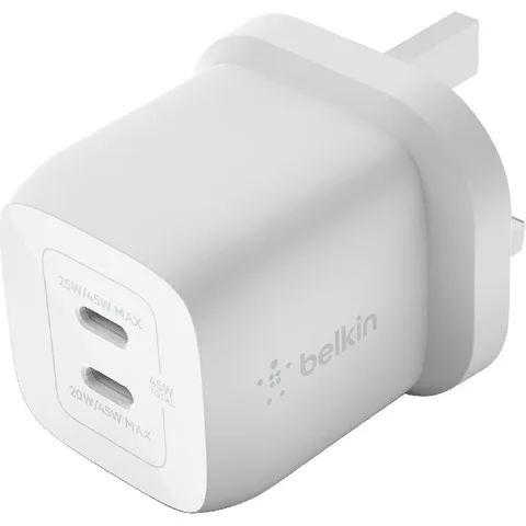 Belkin BoostCharge Pro Dual USB-C GaN Wall Charger with PPS 45W