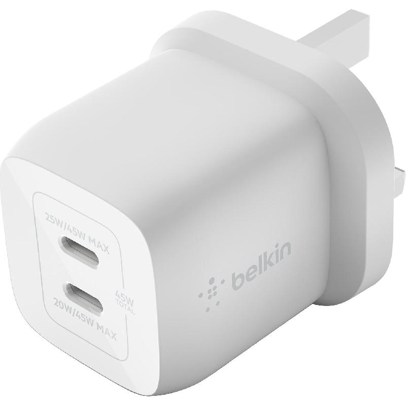 Belkin BoostCharge Pro Dual USB-C GaN Wall Charger with PPS 45W