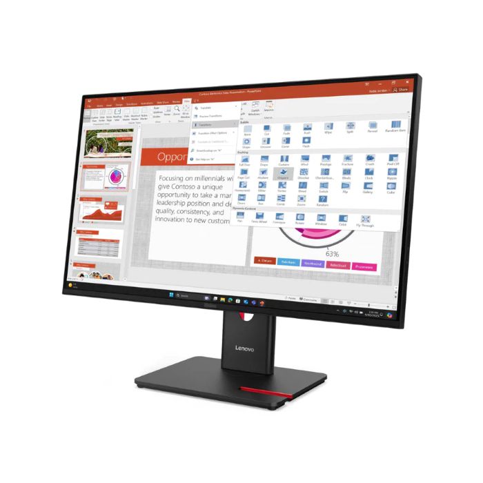 Lenovo Think Vision 27inch FHD 1920X1080 Monitor, Anti-glare, DP, HDMI, VGA,, Tilt Adjustable, Black - 64A5MAT6UK — view 3