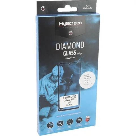 MyScreenPROTECTOR DIAMOND GLASS edge Full Glue, Black Smartphone Screen Protector for Samsung Galaxy S22/Galaxy S23
