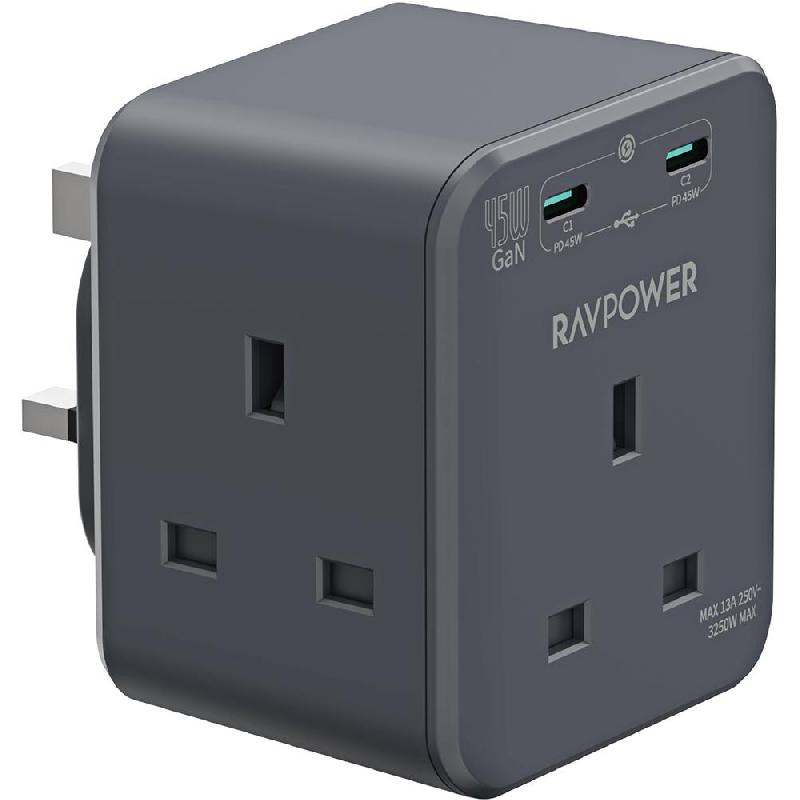 RAVPower RP-PC1066 Power Outlet Extender with 3 AC Outlets and 2 USB-C