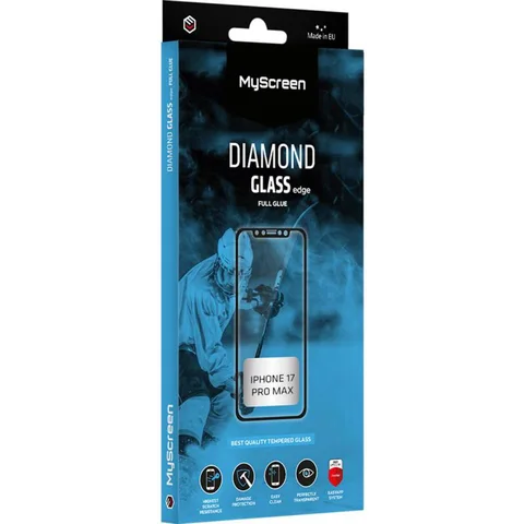 MyScreenPROTECTOR DIAMOND GLASS edge Full Glue, Black Smartphone Screen Protector iPhone 17 Pro Max