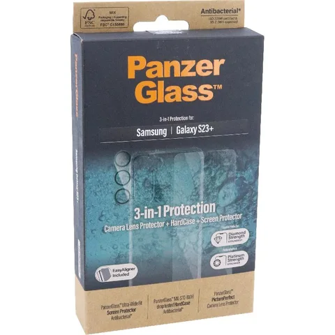PanzerGlass 3-in-1 Pack Hard Case + Screen Protector + Camera Lens Protector Smartphone Case Bundle