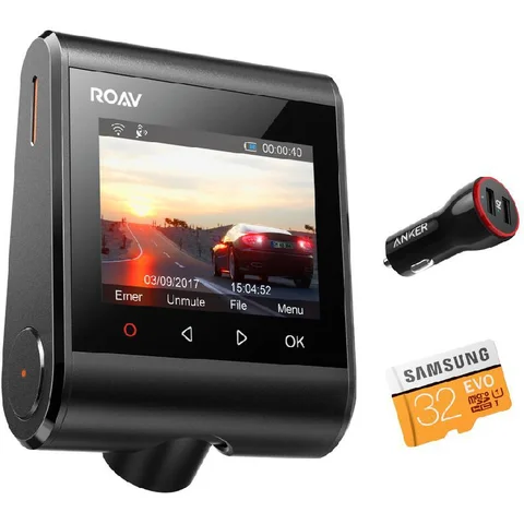 Roav DashCam C1 Pro Bundle with 2-port Car Charger + 32 GB MicroSD Dash Cam