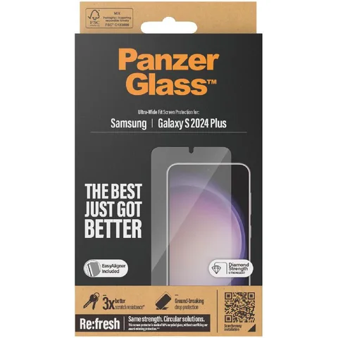 PanzerGlass Ultra-Wide Fit Tempered Glass Smartphone Screen Protector for Samsung Galaxy S24+