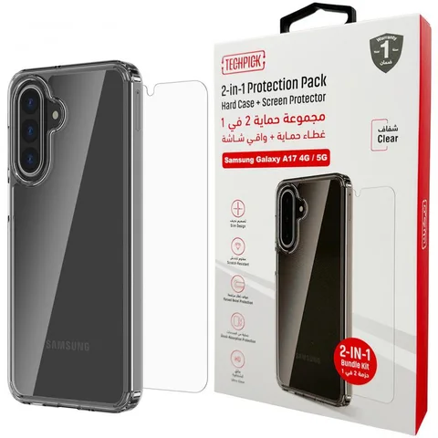 Techpick Clear Case + Tempered Glass Smartphone Case Bundle