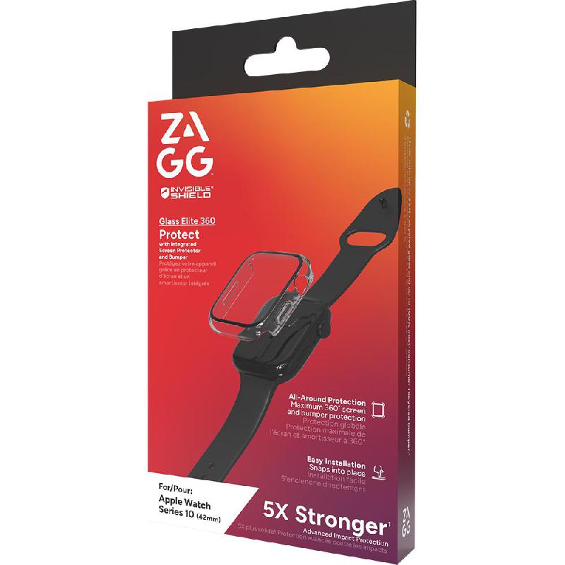 Zagg Glass Elite 360 PC Bumper/Glass, Silky, Smooth Feel Smartwatch Screen Protector for Apple Watch Series 11 42/Watch Series 10 42 — view 2