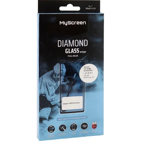 MyScreenPROTECTOR DIAMOND GLASS edge Full Glue, Black Smartphone Screen Protector for Xiaomi POCO X7 Pro
