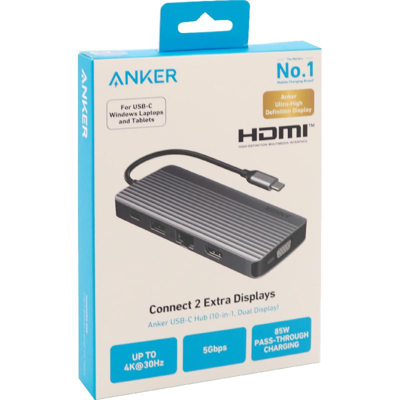 Anker 10-in-1 USB Hub 10 Port (HDMI/VGA/RJ-45/3X USB-A/USB-C/USB-C PD/SD/TF — view 2