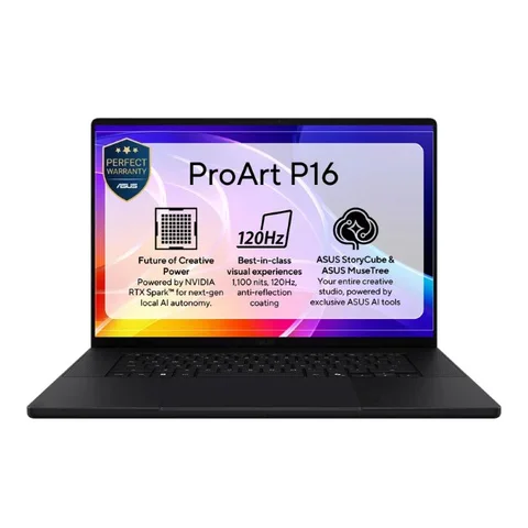 Asus ProArt P16 16inch 3K OLED 120Hz Touch Display Laptop, NVIDIA RTX Spark N1X 20 Core CPU & 6144 Core GPU, 32GB RAM, 1TB SSD, Windows 11 Home, English & Arabic Keyboard, Black, H7607BA