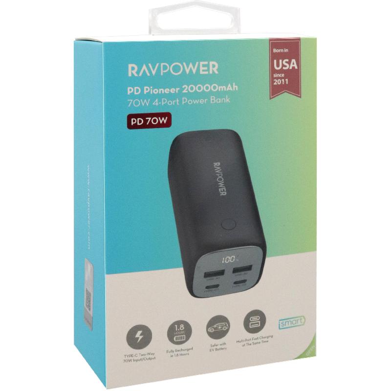 RAVPower RP-PB208Pro Power Bank Charger PD Fast Charging 20000 mAh 4 USB (2X USB/2X USB-C) — view 2