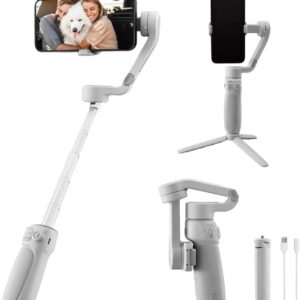 Smooth Q4 Gimbal Stabilizer, Built-in Extension Rod, Portable and Foldable, Vlogging Stabilizer, YouTube TikTok Video, White