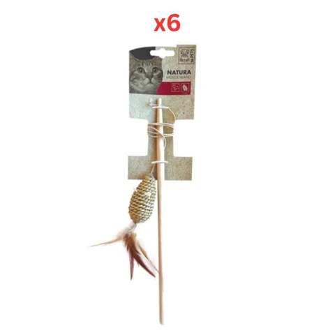 M-Pets Natura Mouse Cat Wand (Pack Of 6)