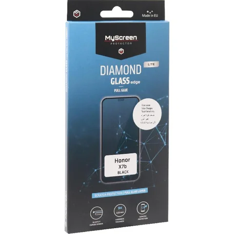 MyScreenPROTECTOR DIAMOND GLASS edge Lite Full Glue, Black Smartphone Screen Protector for Honor X7b