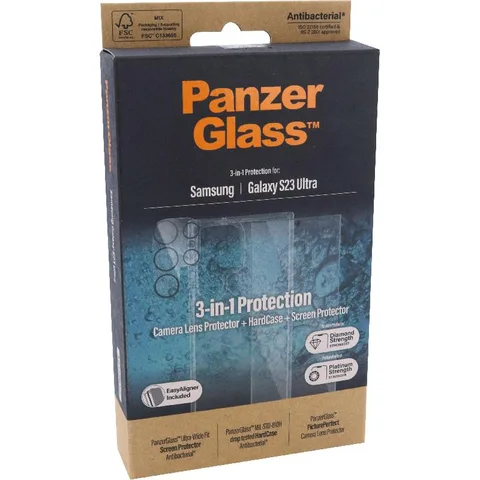 PanzerGlass 3-in-1 Pack Hard Case + Screen Protector + Camera Lens Protector Smartphone Case Bundle