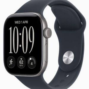 Apple Watch Series 12, GPS, 42mm, Space Gray Aluminum Case with Navy Blue Sport Band - S/M