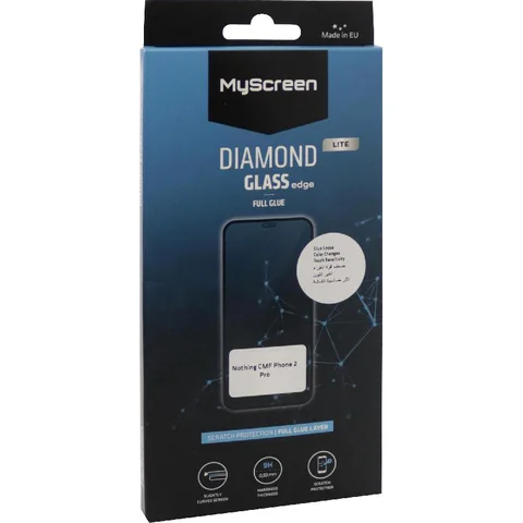 MyScreenPROTECTOR DIAMOND GLASS edge Lite Full Glue, Black Smartphone Screen Protector for Nothing CMF Phone 2 Pro