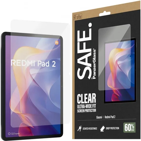 PanzerGlass SAFE Super+ Glass, Standard Fit Tablet Screen Protector for Xiaomi Redmi Pad 2 11"