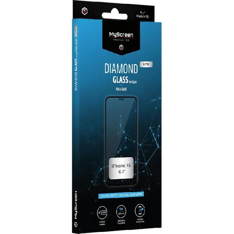 MyScreenPROTECTOR DIAMOND GLASS edge Lite Full Glue, Black Smartphone Screen Protector for iPhone 16