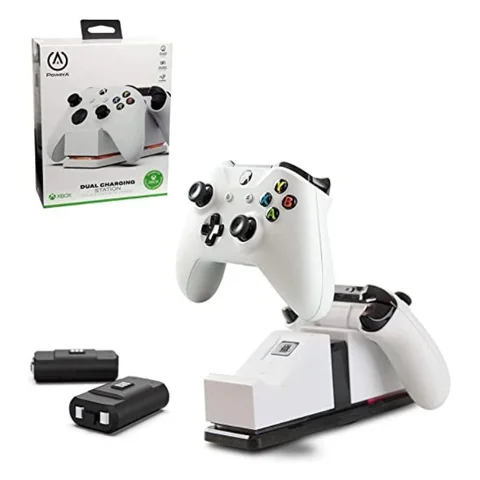 PowerA Dual Wireless Controller Charging Station for Xbox White with Black Base