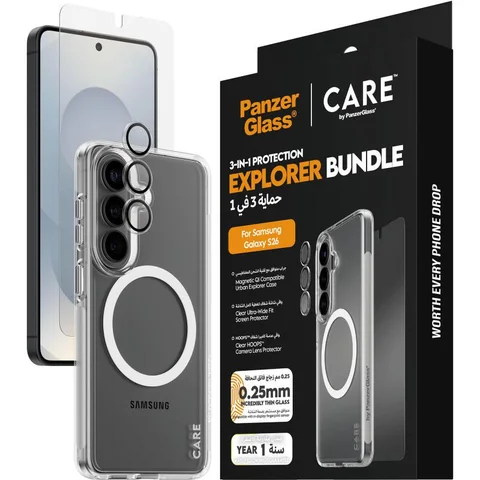 PanzerGlass 3-in-1 Protection Pack Urban Explorer Case + Screen Protector + Hoops Camera Lens Protector Smartphone Case Bundle