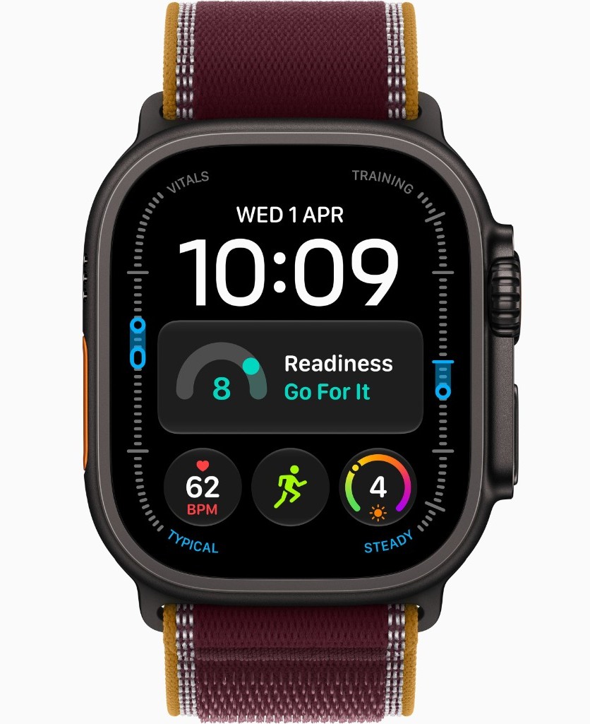 Apple Watch Ultra 4, GPS + Cellular, Black Titanium Case with Burgundy Trail Loop - M/L — view 2