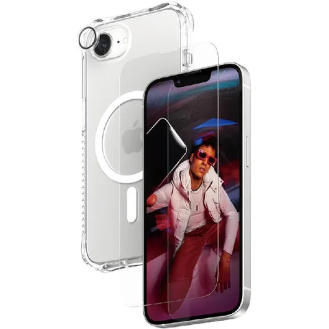 PanzerGlass 3-in-1 Pack Hard Case + Ultra-Wide Fit Screen Protector + Hoops Camera Lens Protector Smartphone Case Bundle