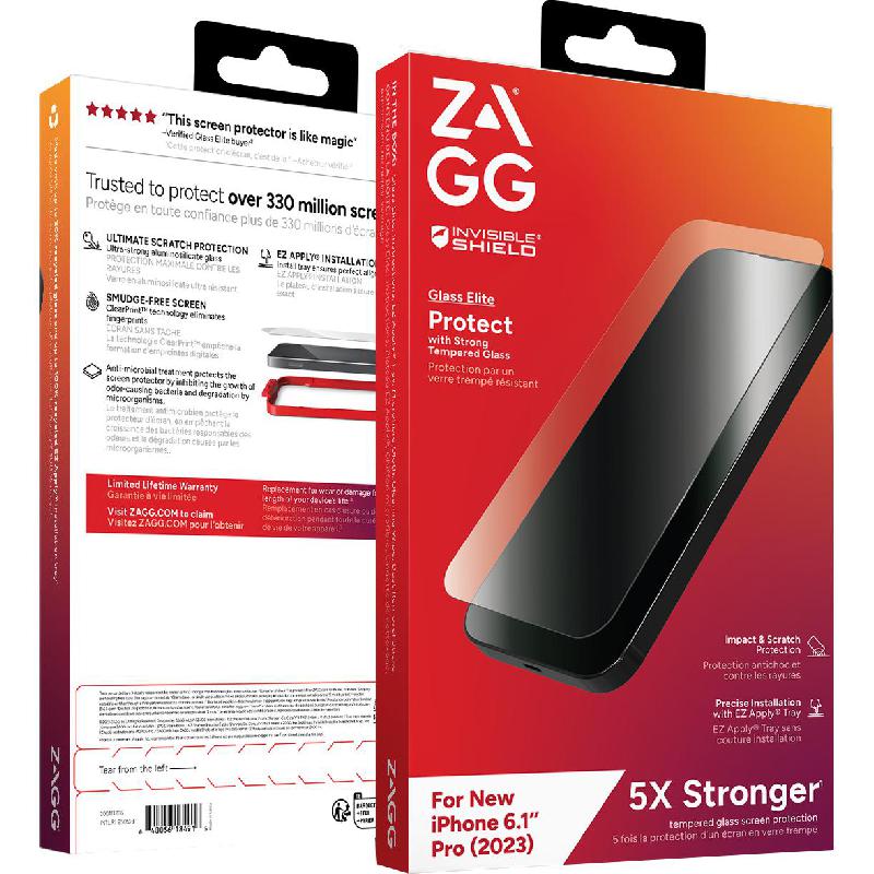 Zagg Invisible Shield Tempered Glass, Clear Case Friendly Smartphone Screen Protector for iPhone 15 Pro — view 2
