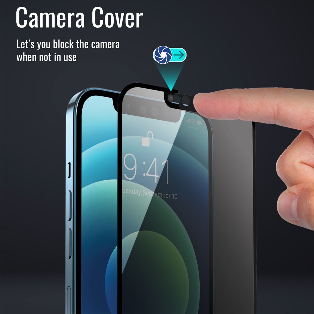 Promate Spyshield-I13MAX Matte Privacy Screen Protector for iPhone 13 Pro Max, Black — view 5