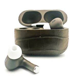 Customized Apple AirPods Pro 3 Leather Alligator Olive Green