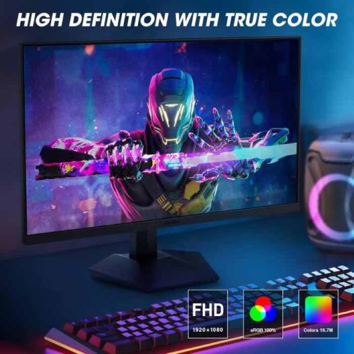 Koorui 27 inch Gaming Monitor, Full HD 1920 x 1080, 165Hz Refresh Rate, IPS, 1MS, HDMI FreeSync & G-Sync Compatible, DisplayPort, Black- 27GN06 — view 7