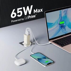 Anker 735 Charger (GaNPrime 65W) Charger - 2 USB-C And 1 USB-A Golden - A26682B1