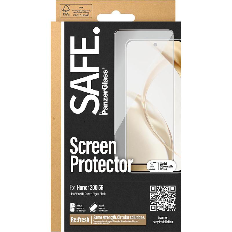 PanzerGlass SAFE Tempered Glass, Edge-to-Edge, Black Case Friendly Smartphone Screen Protector for Honor 200 5G — view 2