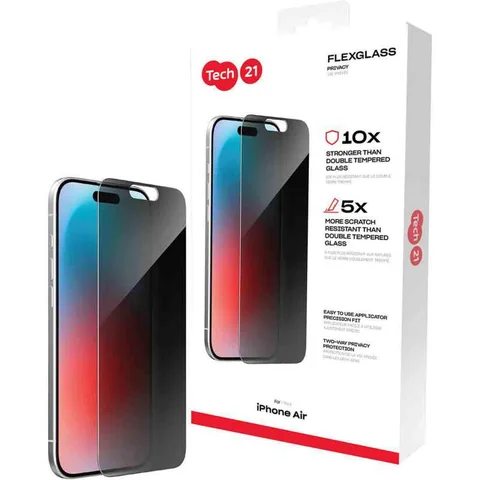 Tech21 FlexGlass Tempered Glass, Privacy Smartphone Screen Protector for iPhone Air